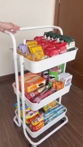 Xe đẩy Spa Kệ Bỉm Sữa 3 Tầng Trắng Có Bánh Xe Đẩy Kệ Spa Đa Năng 3 Ngăn Để Đồ Phòng Khách Phòng Bếp