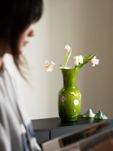 ขวดดอกไม้แก้วขนาดใหญ่ ดีไซน์จีน เครื่องประดับตกแต่งบ้าน สไตล์วินเทจ งานฝีมือ กระตุกน้ำ กล่องใส่ดอกไม้ ชั้นวางของ TV