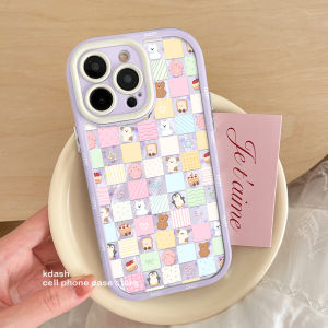 เคสโทรศัพท์ลายสัตว์สี่เหลี่ยมสีม่วงน่ารักสำหรับ Apple Xiaomi Oppo Honor Vivo Huawei iPhone 17 pro Max 16 pro 15 pro 14 pro Mate 70 Pura 80