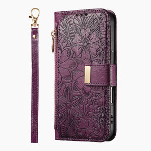 Ốp Điện Thoại Dạng Ví Lật Có Dây Kéo Bằng Da Dành Cho iPhone Có Khe Cắm Thẻ Và Dây Đeo Cổ Tay - Tương Thích Với Nhiều Mẫu Máy