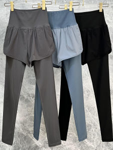 Quần Tập Yoga Nữ Cạp Cao Mùa Xuân Hè Quần Dài Bó Sát Nâng Mông Chạy Bộ Tập Luyện Ngoài Trời Giả Hai Mảnh Quần Thể Thao