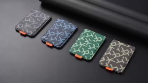 Business Letter Leather Wallet Card Holder Bag for MagSafe For iPhone&Samsung Galaxy Accessories With Slim Geometric Design Gift