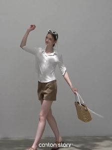 Cantonstory | Polo Collar Slim Fitted Short Sleeve T-Shirt