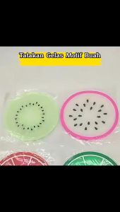 Tatakan Gelas Motif Buah Silicone Trivet Mat Heat Proof Alas Silikon Tahan Panas Anti Licin Gambar Buah-Buahan Random Alas Cangkir Teko Mug Gelas Murah