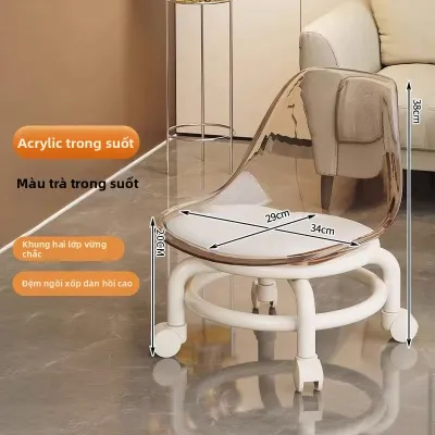 Ghế Nhựa Acrylic Có Bánh Xe và Tựa Lưng cho Trẻ Em