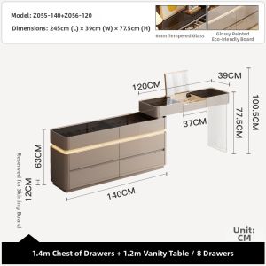 Compact Contemporary Vanity Table with Hidden Mirror