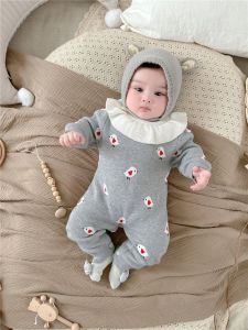 Double Layer Cotton Knit Infant Romper for Autumn Winter