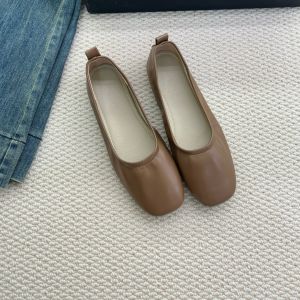 Soft Leather Slip-On Flat Shoes Womens Grandmother Style Spring Autumn New Model Comfortable Fairy Single Shoes Fashionable Casual Footwear