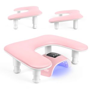 DECINIEE ABNO-Manicure Arm Rest For Nails Tech: U-Shaped Adjustable Nail Armrest -PU Leather Hand Stand Rest For Manicurists