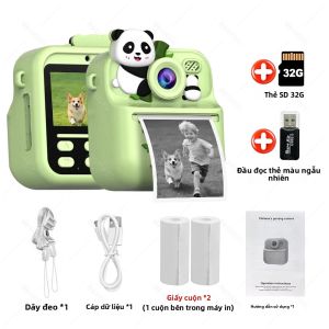 Combo Máy Ảnh Trẻ Em Và Máy In Nhiệt 57mm Video HD 1080P Camera Kép Thẻ Nhớ 32G Quà Sinh Nhật Cho Trẻ Em Sử Dụng Tại Nhà