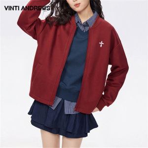 Women Autumn Winter New Air Layer Loose Baseball Collar Sweatshirt/Jacket