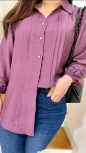 W&D - KEMEJA CRINKLE LIPAT GARIS DEPAN POLOS SUPPLIER FASHION