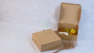 [25 PCS] Dus Nasi 20X20 Kraft Bahan 310 GSM Kotak Nasi Katering Paper Lunch Box Dus Bolu Kue