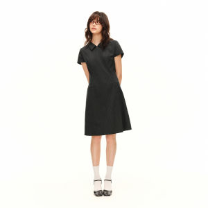 DUSHU | Polo Collar Stripe Fitted Dress
