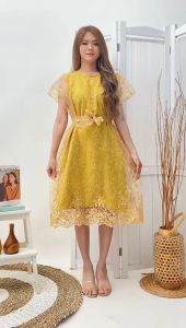 GLADYS DRESS BRIDAL DRES WANITA ASIA MODEL TERBARU BRUKAT KOREA SIZE L LD 100 BORDIR TULLLE GLITTER BROKAT TILLE BROKAT TILE