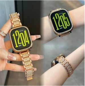 Diamond Strap with PC Hollow Case for Redmi Watch 5 Active Case / Redmi Watch 5 Lite Case for Redmi Watch 5Active 5Lite Diamond Strap with Protective PC Half-Covered Hollow Watch Case