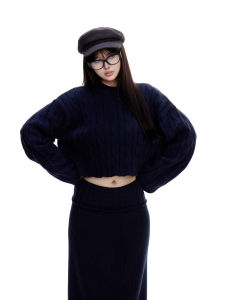 withmin | Bộ Áo Knit Dễ Thương Mùa Thu & Chân Váy Bút Chì Thấp