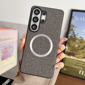 For Magsafe Fabric Cloth Phone Case for Samsung Galaxy S26 S25 S23 Ultra S24 FE S22 S21 Plus A36 A56 A57 A37 A17 Magnetic Cover