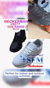 Neckermann 9277 Size 33 - 41 Lace School Shoes Black White SG RETAILER Sports Fashion Indoor Outdoor Sneaker Running SFM