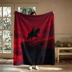 BILIBILI | Red Sky Black Knight Flannel Blanket Perfect for Sofa Office Bed Travel Sleep Read Relax Camping Four Season Use