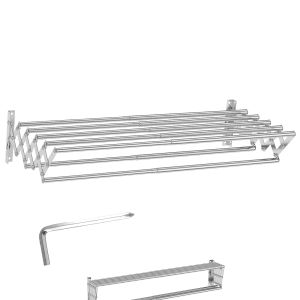 Retractable Collapsible Laundry Drying Rack Stainless Steel Wall Mounted Towel Rod Clothes hanger Bathroom Storage