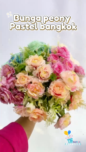 bunga peony Pastel Bangkok / tanaman artifical bunga plastik peony 10 kuntum / bunga peony pastel