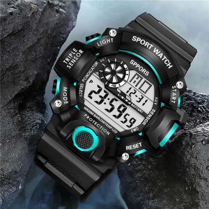 YIKAZE Y73 Mens Watch Digital Sports Electronic Wristwatch Large Dial Multifunctional Waterproof Luminous Alarm Males Bracelet