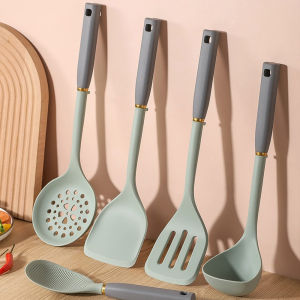 5Pcs Silicone Kitchen Utensils Set Multi-Use Nonstick Spoon and Shovel Heat Resistant Cookware Spatula Utensils Set Kitchen Utensils Cooking Accessories