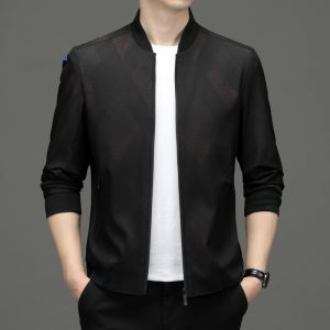 ROMON | Lomeng Mens Short Flight Jacket Baseball Collar Windproof Casual Outerwear Spring Autumn New Style Dad Coat Fashion Urban Commute