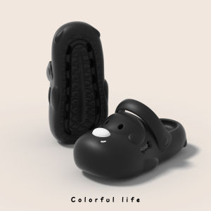 Couples Outdoor Thick Bottom EVA Beach Sandals Open Toe Dog Patterned Slip-On Shoes Korean Style Flat Heel Daily Wear