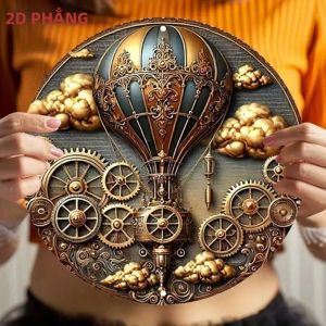 CIFbuy | GlamourSteam Vintage Hot Air Balloon Wall Art 7.87 "Vòng Nhôm Trang Trí Theo Phong Cách Steampunk Dấu Hiệu Kim Loại Cho Gia Đình Hoặc Văn Phòng