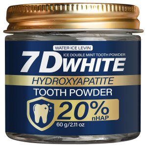 7D White Hydroxyapatite Tooth Powder with Charcoal & Mint Deep Cleaning Whitening Fresh Breath Oral Care 60g