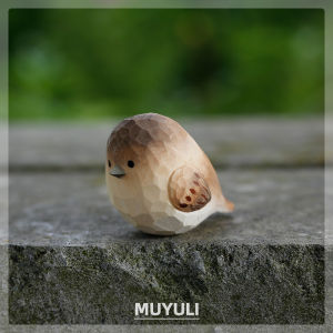 Cute Wooden Bird Sculpture Desk Decor