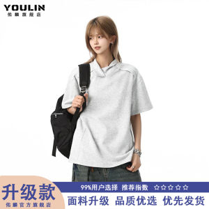 Black American Splice Short Sleeve Polo Shirt Mens Summer Turn-down Collar T-shirt Loose Fit Cleanfit Shoulder-Length Half Sleeve