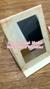 Cermin Lipat Persegi Model Buku Motif / Standing Beauty Mirror Kaca Duduk Untuk Rias Makeup Wajah / Foldable Vanity Mirror Cermin Dandan Meja Karakter Untuk Souvenir Pernikahan Kosmetik - GP Mall