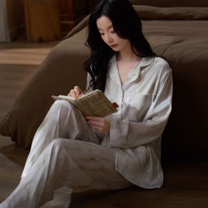 LEZIMENG | Luxurious Silk-like Ladies Sleepwear Suitable for Spring Autumn and Summer
