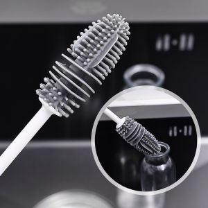 Silicone Cup Brush Cup Scrubber Glass Cleaner Long Handle Drink Wineglass Bottle Glass Cup Brush Kitchen Cleaning Tool