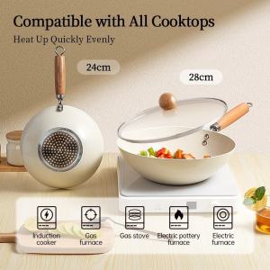 【Ready Stock】Nonstick Frying Pan Skillet with Glass Lid Egg Pan Omelet Pans with Stay Cool Handle Cookware Chefs Pan Induction Compatible