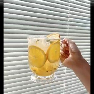 Gulu Big Mouth Cup IINS Korean Style Large Capacity Glass With Handle Juice Milk Tea Milk Cup