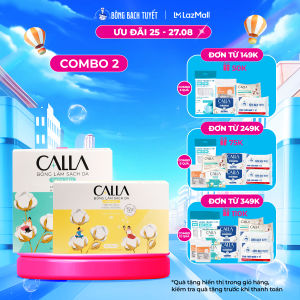 Combo Bông tẩy trang Bông Bạch Tuyết Calla 01 sạch sâu 150 miếng & 01 mềm mịn 180 miếng