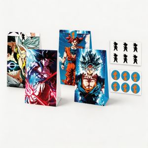 Bandai | Dragon Ball Party Gift Bag Set - Anime Goku Gift Bags with Stickers Birthday Party Gift Bags Decorative Candy Bags