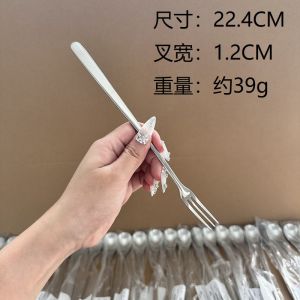 Boshang Home 304 Stainless Steel Western Dining Spoon Fork Coffee Milk Powder Spoon Long Handle Luxury Home Use Dining Utensils