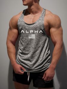 Cross-border European Size Alpha Mens Printed Round-neck Fitness Vest Undershirt Muscle Quick-drying Basketball Vest