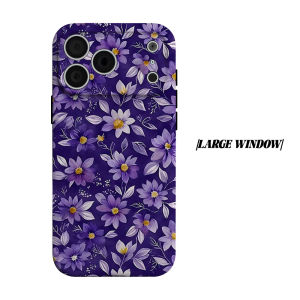 Dark Purple Watercolor Floral Phone Case for iPhone 18 17 16 15 14 13 12 11 Air Pro Max Plus Double-layer Cover