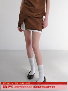 Dosordonts Spring 2025 Brown-White Contrast Color Tencel Double Layer Anti-Light Frayed Ultra-Short Skirt Half-length Skirt