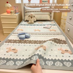 NAIYOUCHENG | Fairy Isles Printed Summer Student Dormitory Children Cartoon Style Washable Bamboo Mat Set