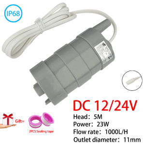 DC12V 24V Brushless Motor Submersible Pump Head 5M 1000L/H Small Pump Suitable for Cutting Machine Cooling Shower Water Supply