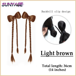 SUNYAGE Synthetic wig Fried Dough Twists braid clip wrap ball head imitation braid double ponytail braid bow boxing braid