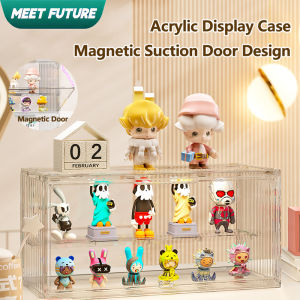 Figure Acrylic Display Box Transparent 2 Tier Stackable PopMart Doll Blind Box Labubu Storage Box Organizer Rack Case