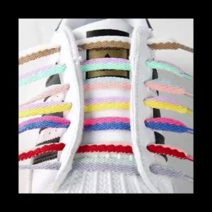 Two-tone Flat Shoelaces Classic Woven Cutout Sneakers Color Block Shoelace Flat Suitable For All Shoes Lace Adult Children